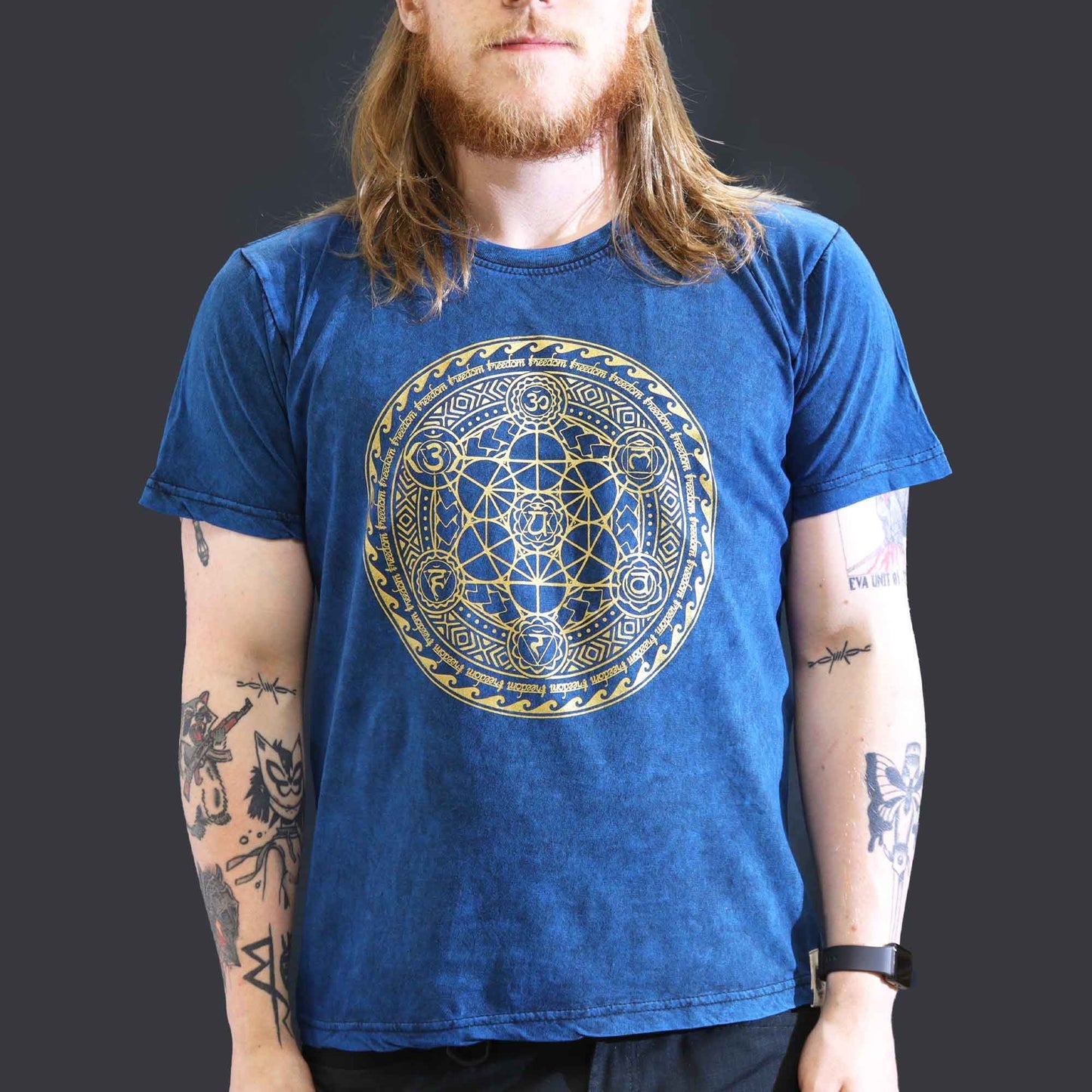 Large Stone Washed T-Shirt - Chakra - Blue