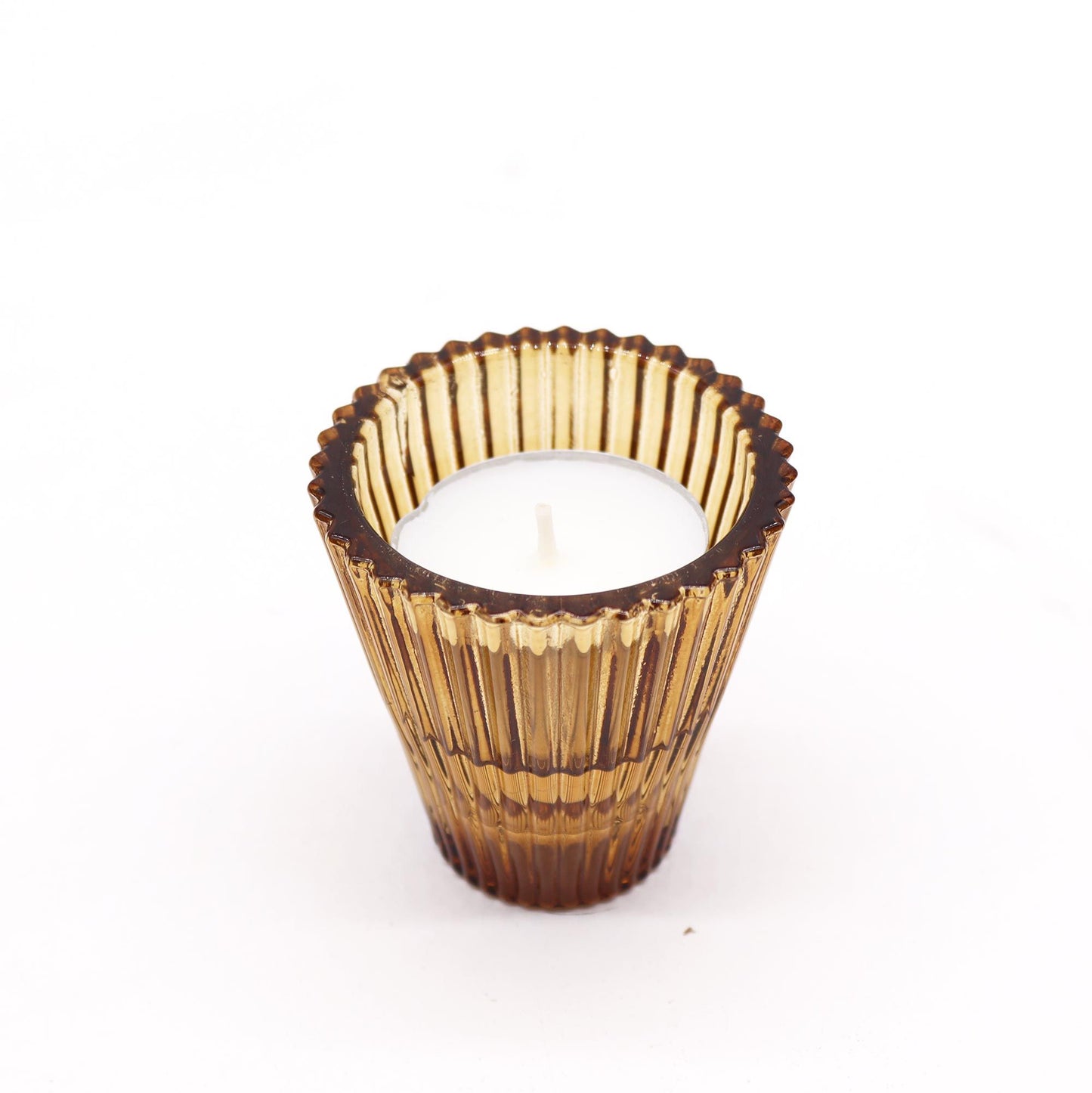 Flip Dinner Candle / Tealight Holder - Antique Amber