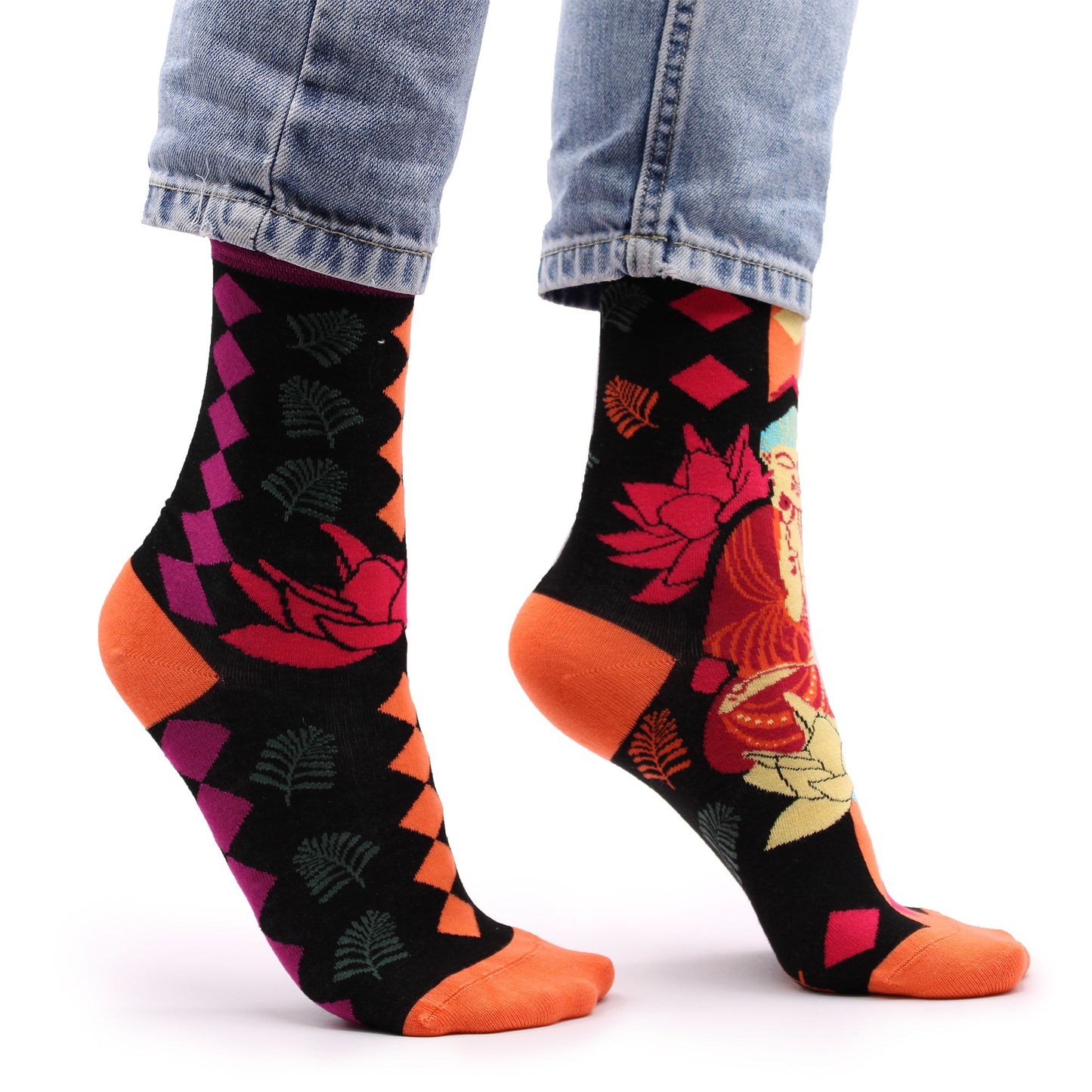 Hop Hare Bamboo Socks S/M - Pink Buddha & Lotus