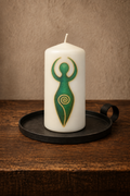 Spring Equinox Goddess Candle – Green & Gold