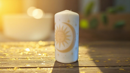 Moon & Sun Pillar Candle — Hand-Designed Harmony of Light & Shadow by Ivy Moon