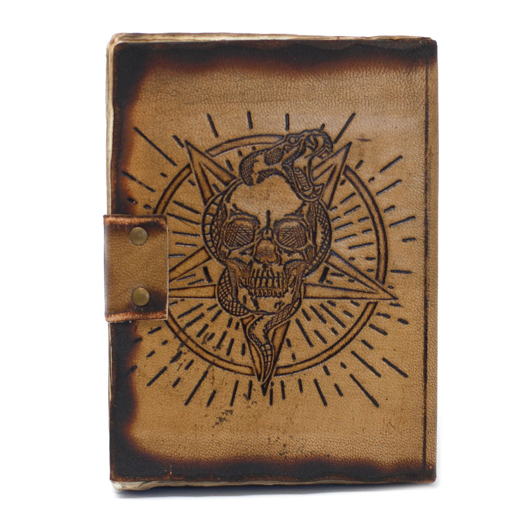 Pentagram & Skull Leather Journal, leather notebook product photograph 5