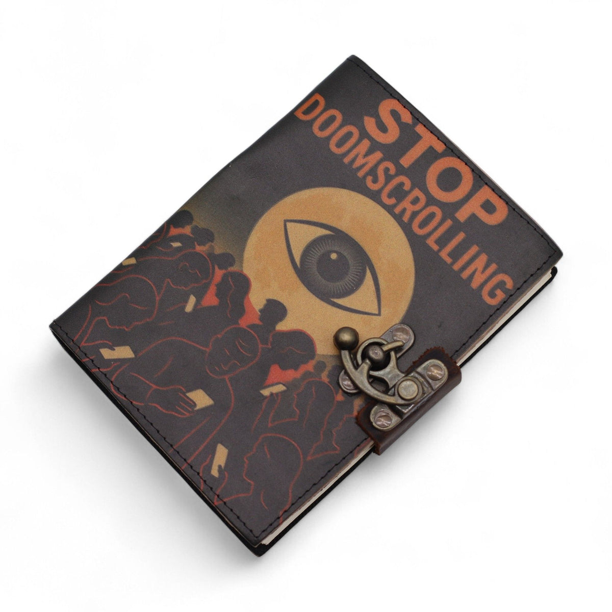 Stop Doomscrolling Leather Journal, leather notebook product photograph 8