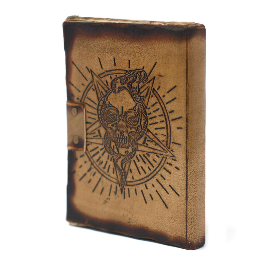 Pentagram & Skull Leather Journal, leather notebook product photograph 6