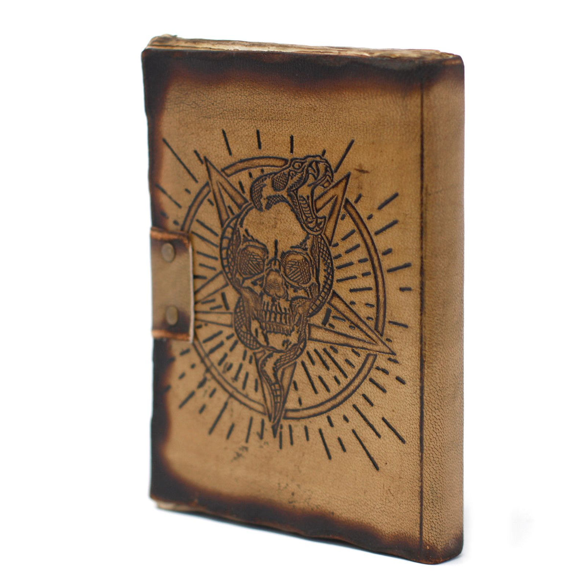 Pentagram & Skull Leather Journal, leather notebook product photograph 6