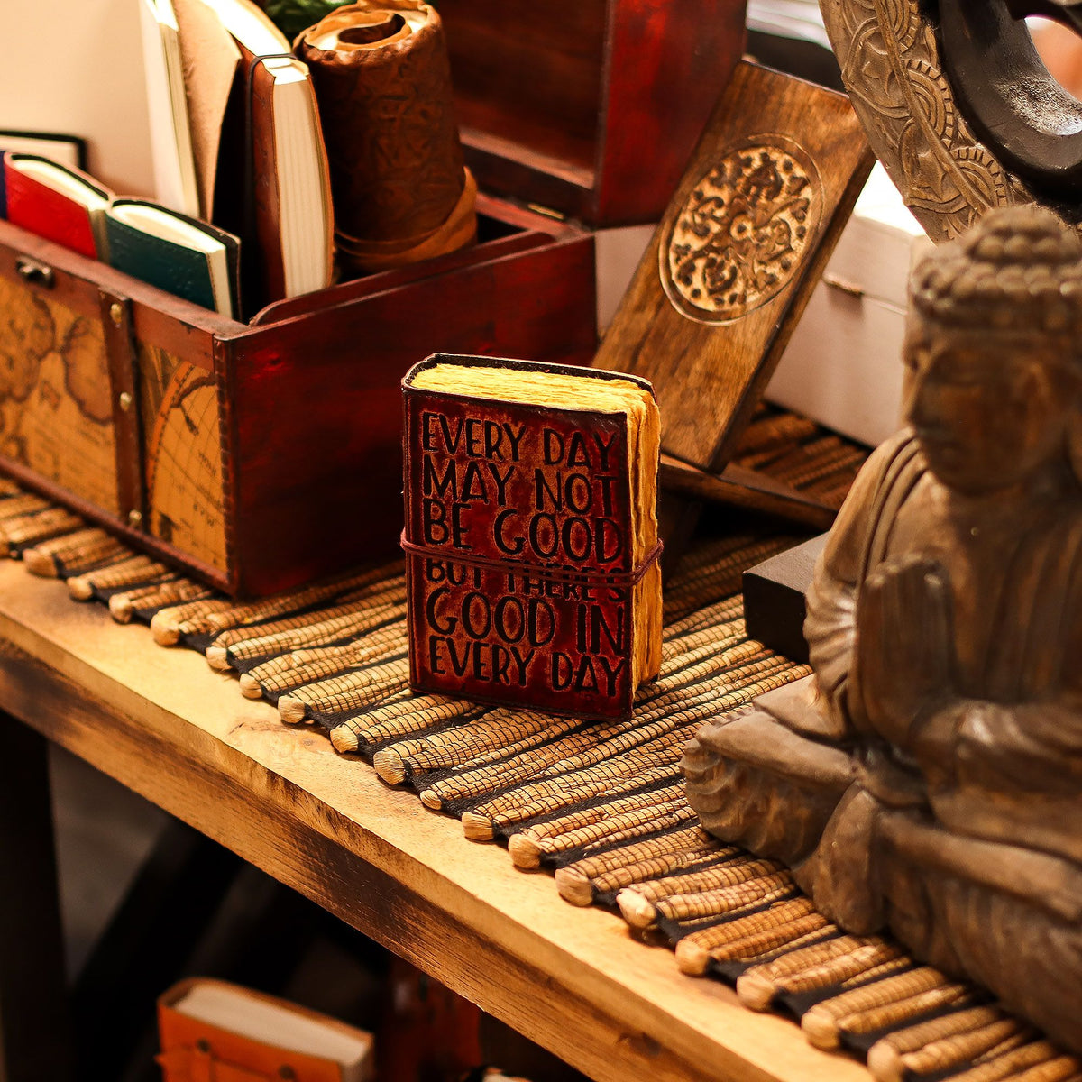 Every Day Has Good Leather Notebook, leather notebook product photograph