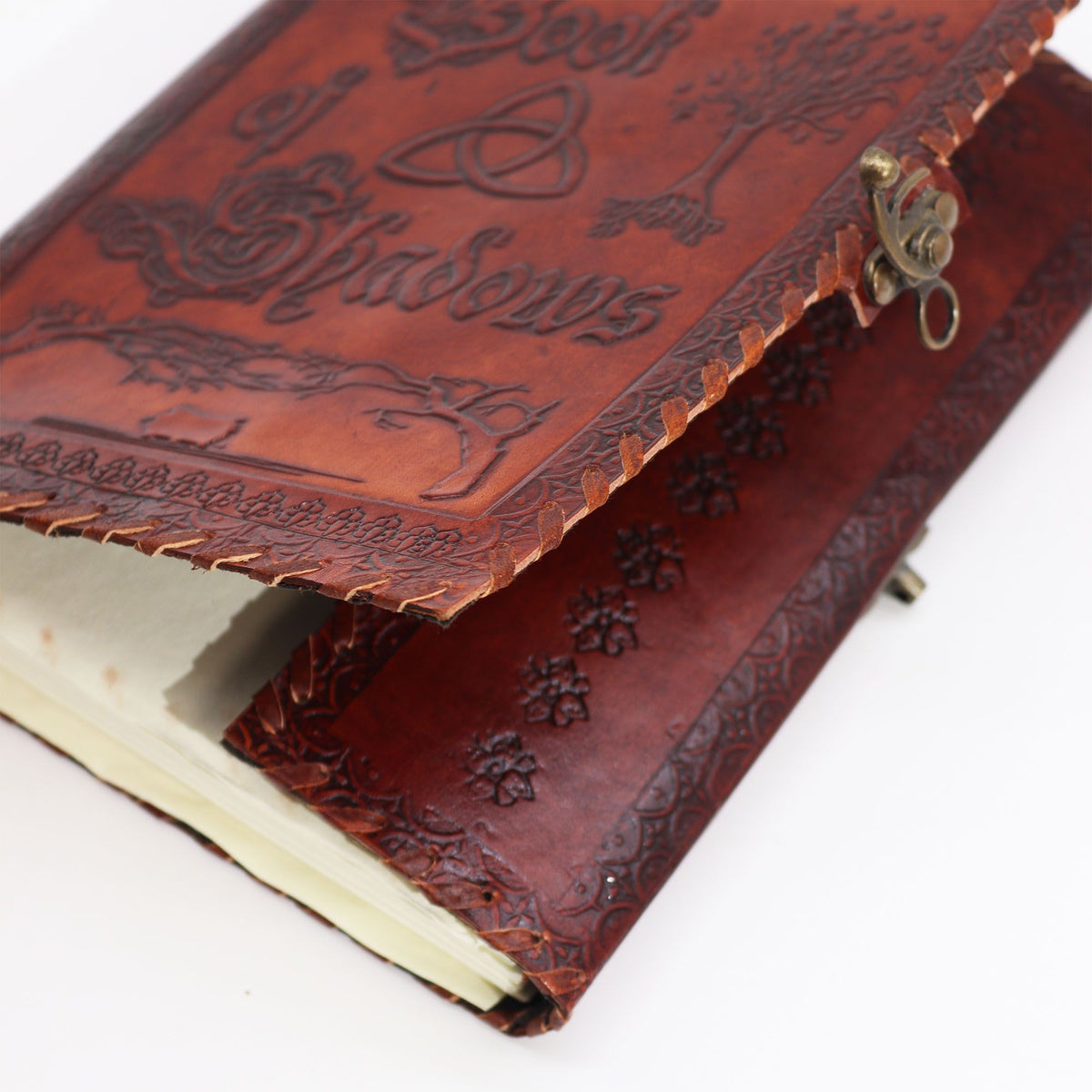 Leather Book of Shadows | Large Deckle-Edge Grimoire, leather notebook product photograph 2