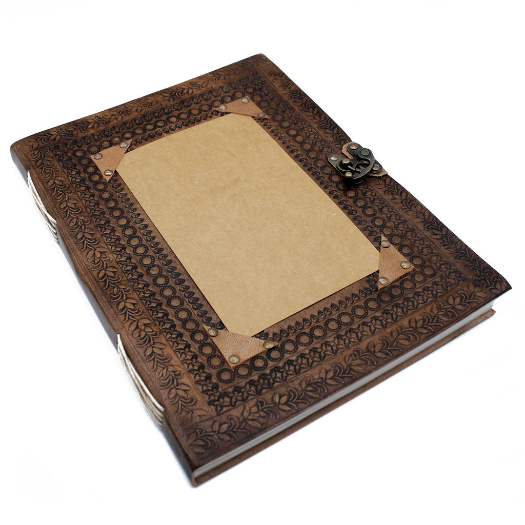 Large Personalised Leather Visitor Book, leather notebook product photograph 2