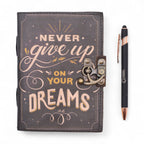 Never Give Up on Your Dreams Leather Journal, leather notebook product photograph 8