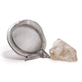 Smoky Quartz raw crystal gemstone tea strainer with stainless steel mesh, Ivy Moon Emporium product photograph