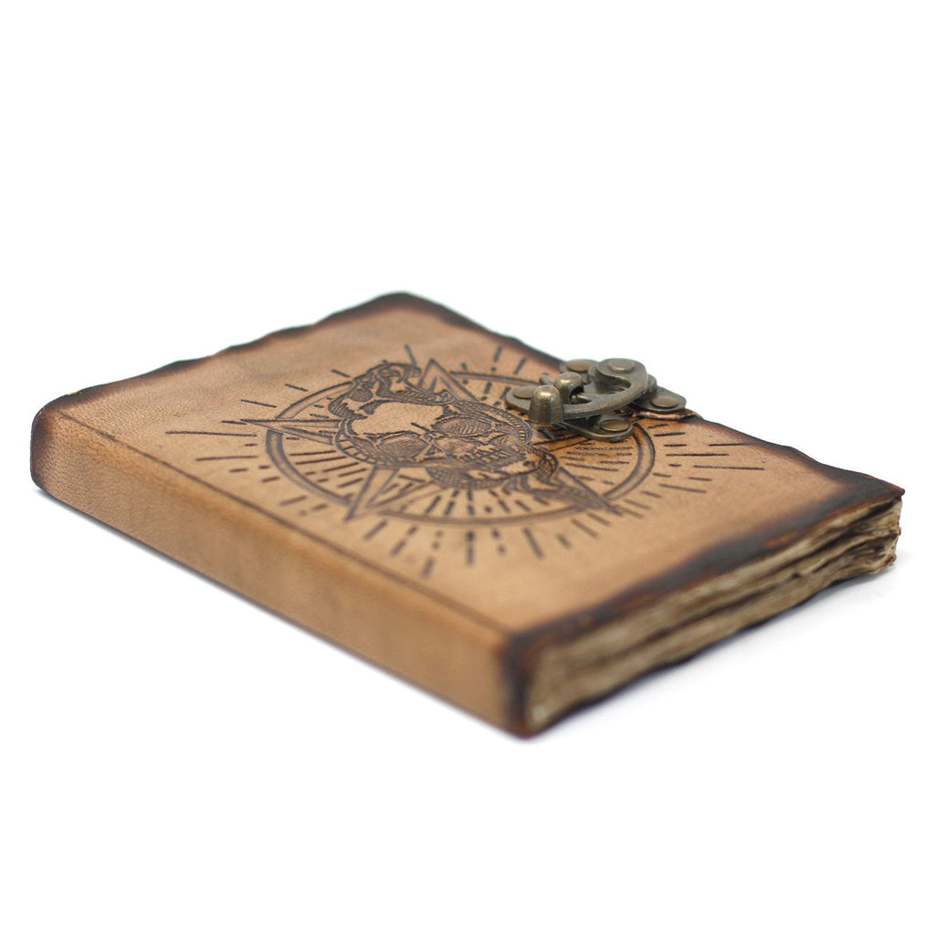 Pentagram & Skull Leather Journal, leather notebook product photograph 9