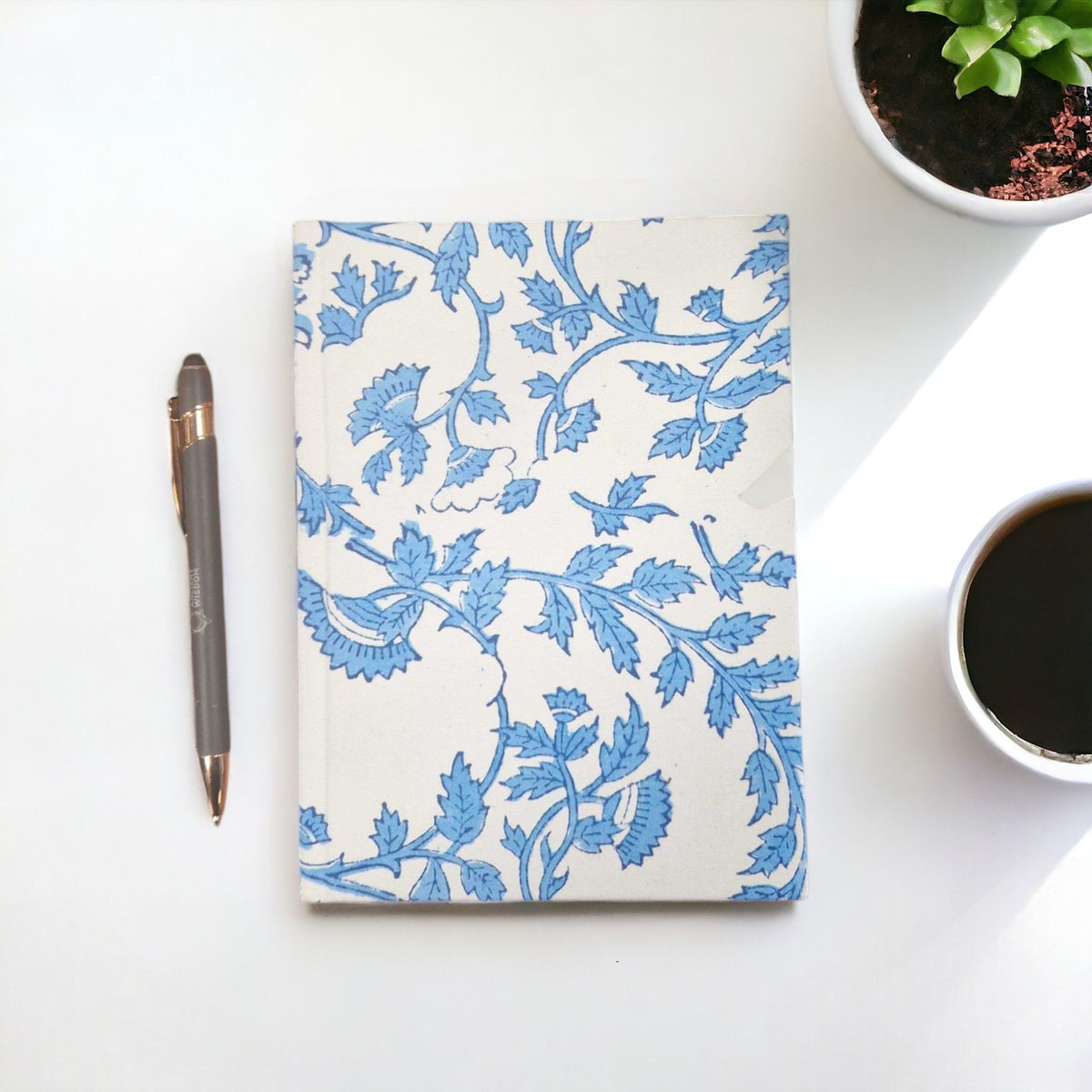 Cotton Bound Notebooks - Pale Blue Floral