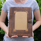 Large Personalised Leather Visitor Book, leather notebook product photograph 4