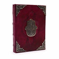 Hamsa Leather Journal with Zinc Decoration, leather notebook product photograph