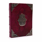 Hamsa Leather Journal with Zinc Decoration, leather notebook product photograph