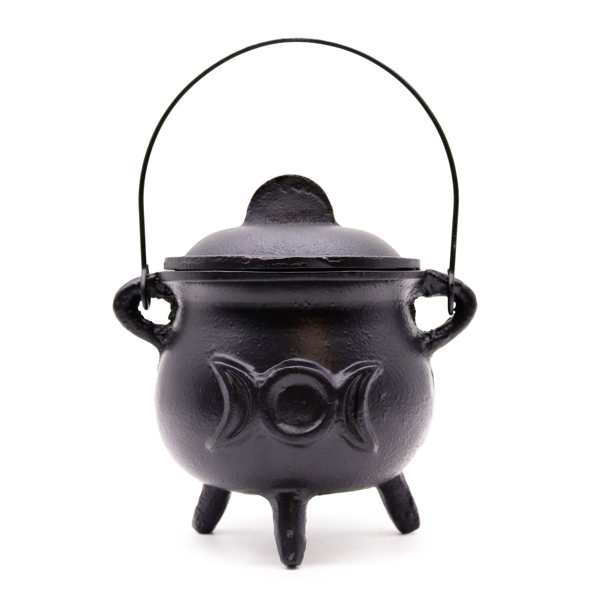Large Cast Iron Cauldron with Triple Moon 12x15cm