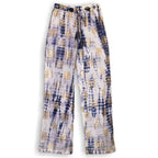 Gold & Blue Hand-Painted Greek Motif Lounge Pants – L/XL