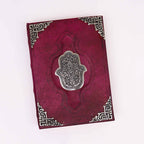 Hamsa Leather Journal with Zinc Decoration, leather notebook product photograph 2
