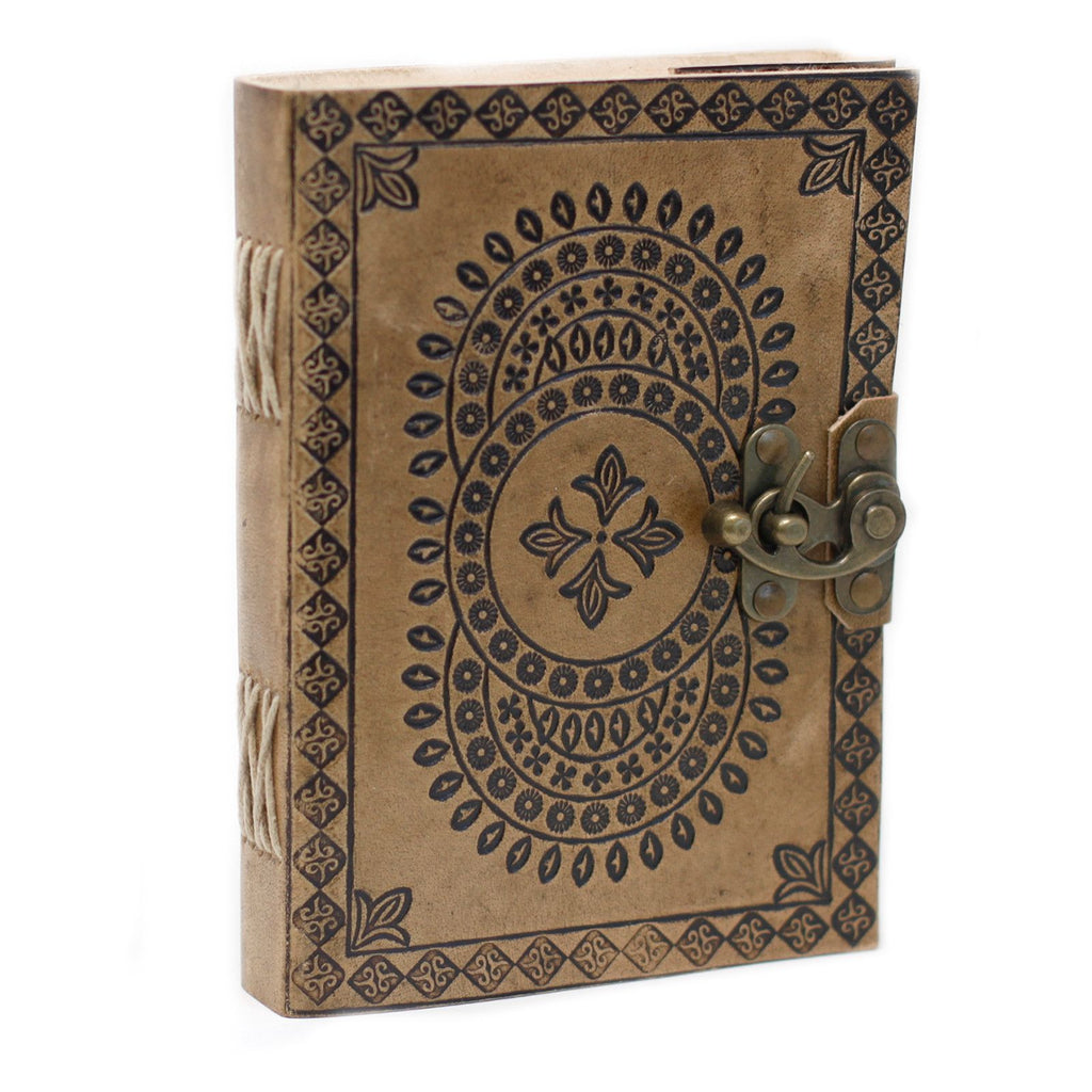 Blue Mandala Leather Journal, leather notebook product photograph
