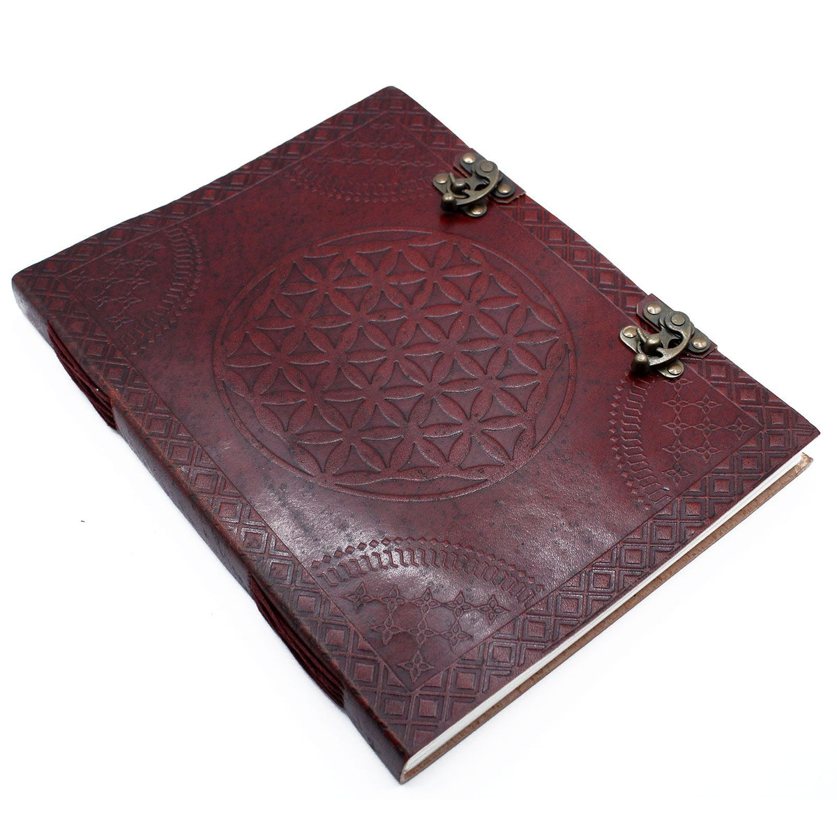 Large Flower of Life Leather Journal, leather notebook product photograph 2