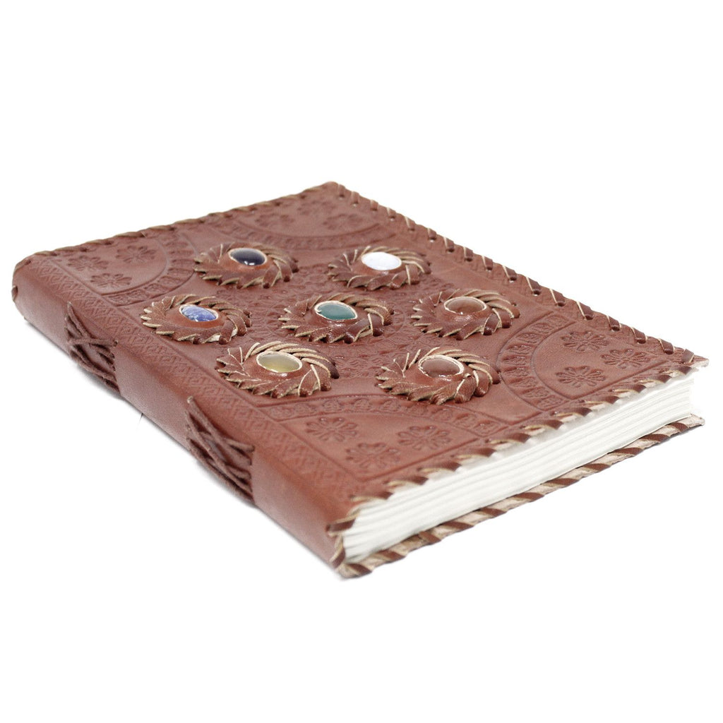 Leather Chakra Stone Notebook, leather notebook product photograph 3