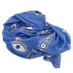 Rich Blue & Gold Hand-Painted Evil Eye Pareo