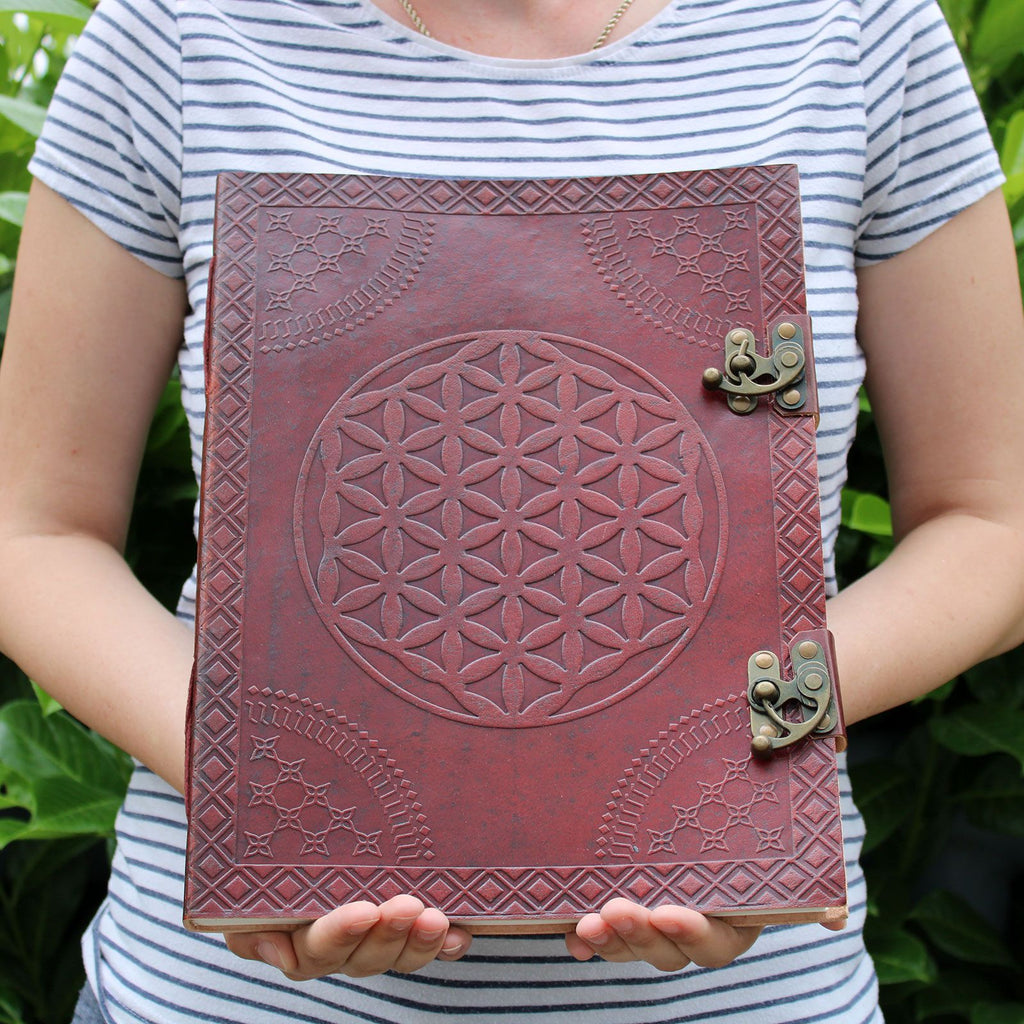 Large Flower of Life Leather Journal, leather notebook product photograph 3