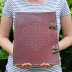 Large Flower of Life Leather Journal, leather notebook product photograph 3