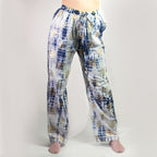 Gold & Blue Hand-Painted Greek Motif Lounge Pants – M/L
