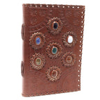 Leather Chakra Stone Notebook, leather notebook product photograph