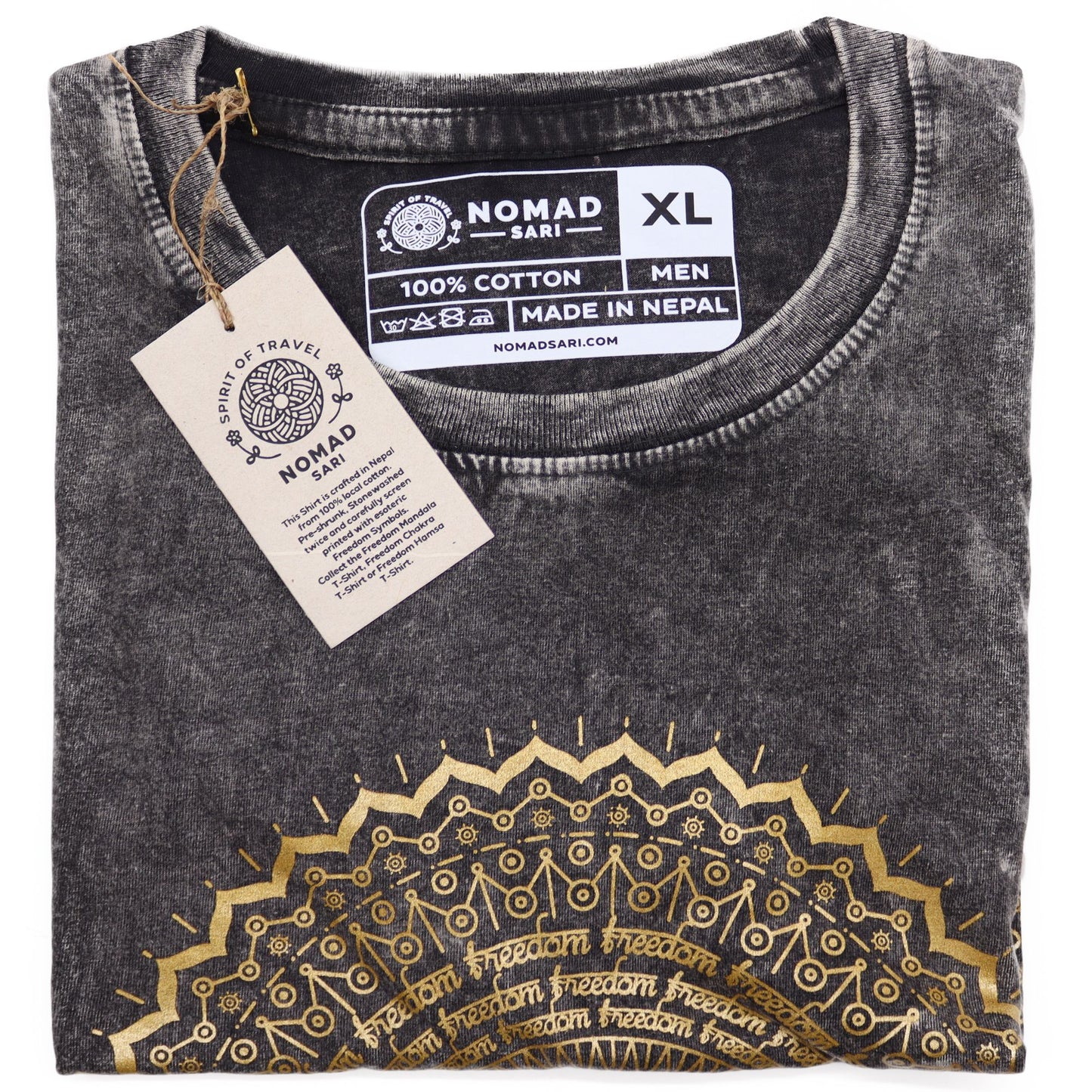 XLarge Stone Washed T-Shirt - Mandala - Dark Grey