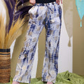 Gold & Blue Hand-Painted Greek Motif Lounge Pants – L/XL