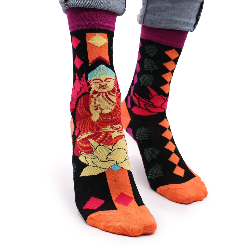 Hop Hare Bamboo Socks | Pink Buddha & Lotus