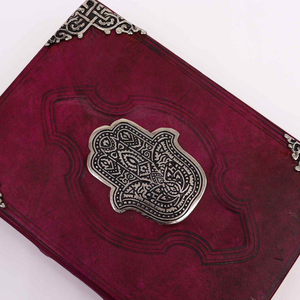 Hamsa Leather Journal with Zinc Decoration, leather notebook product photograph 5