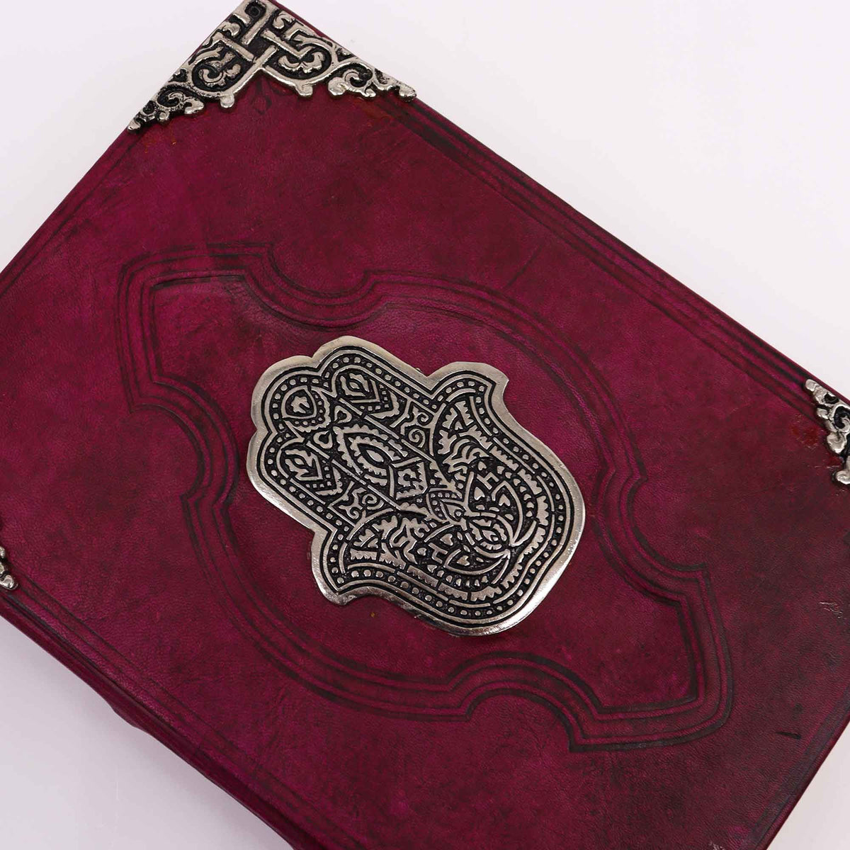 Hamsa Leather Journal with Zinc Decoration, leather notebook product photograph 5