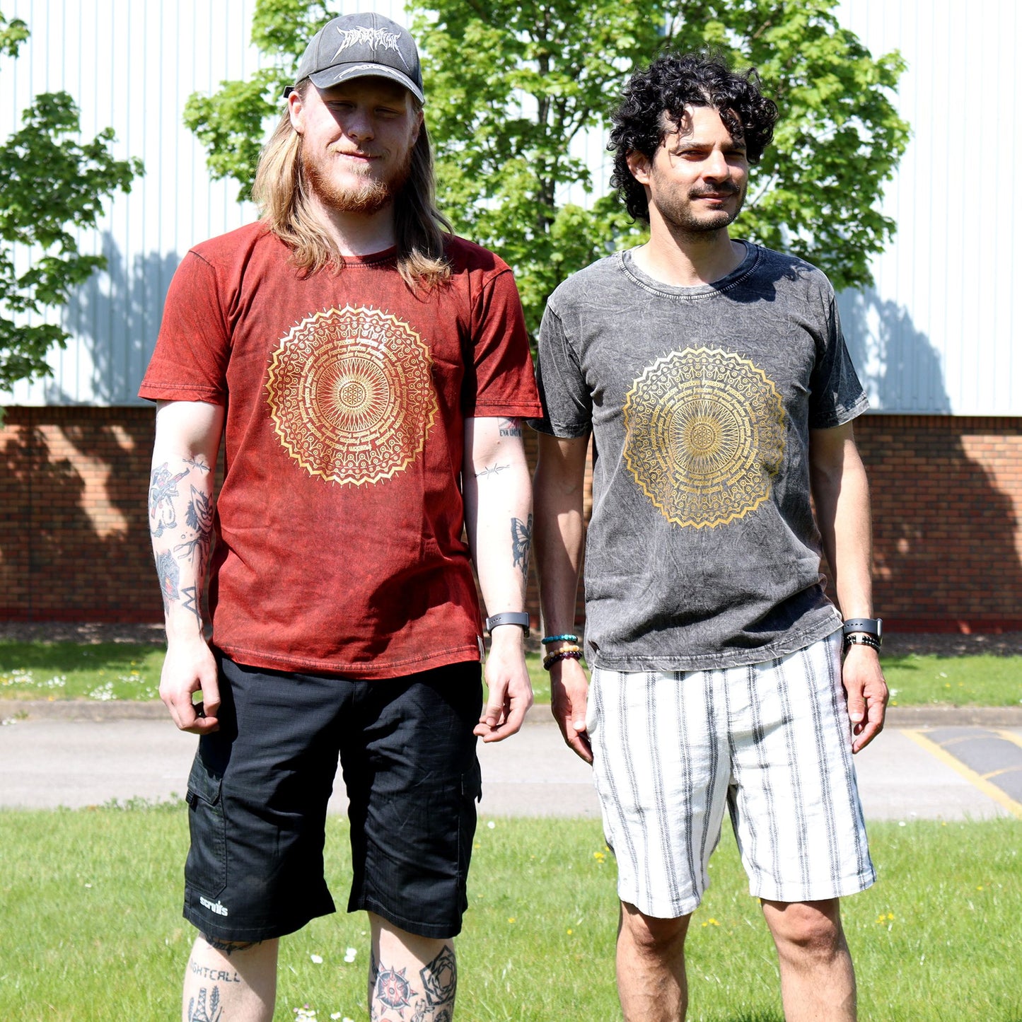 XLarge Stone Washed T-Shirt - Mandala - Maroon