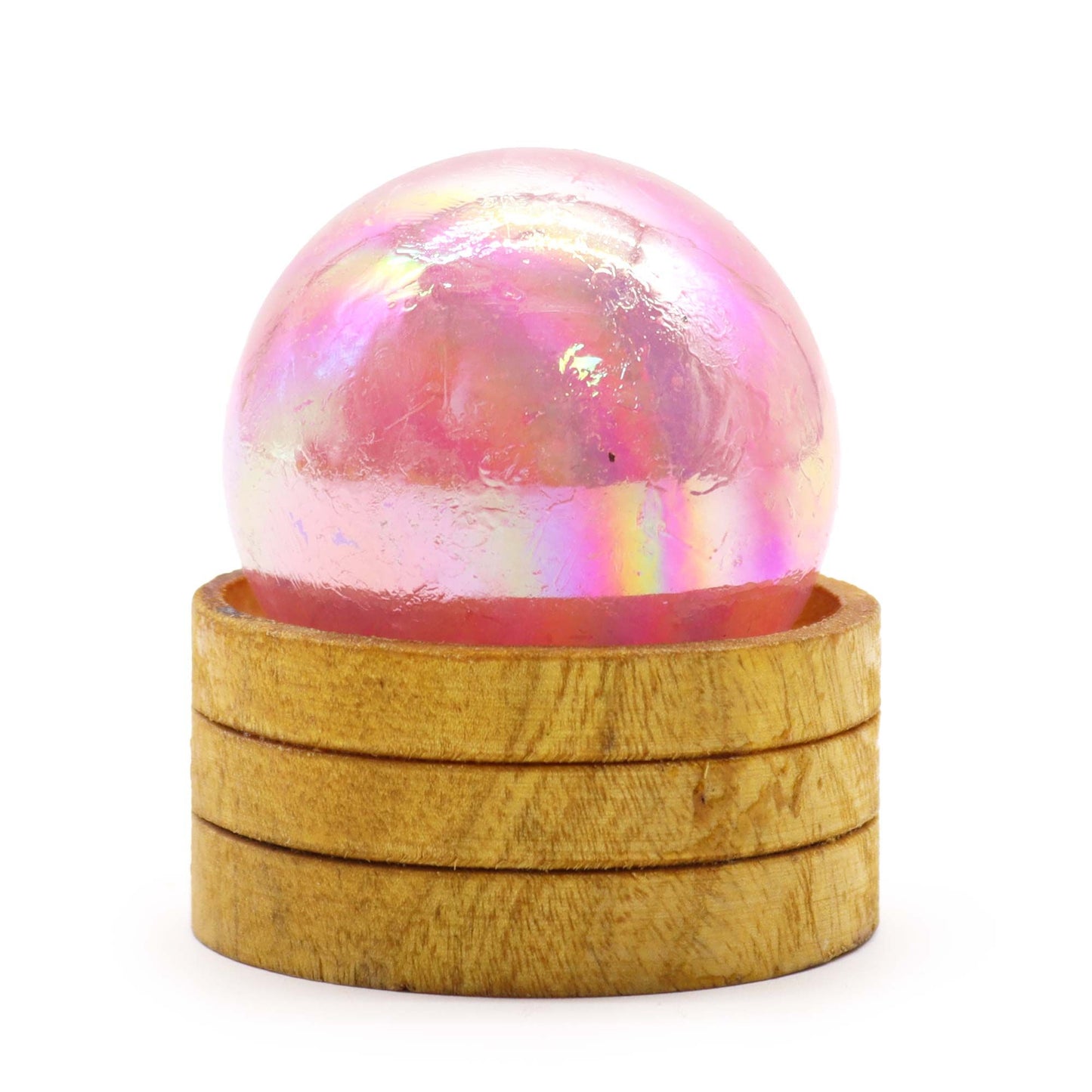 Gemstone Sphere 50mm - Rose Quartz Titanium Aura with Stand