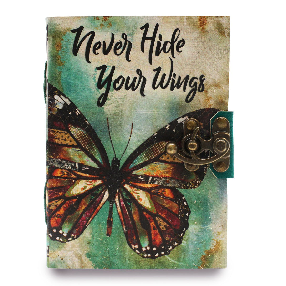 Never Hide Your Wings Leather Notebook, leather notebook product photograph