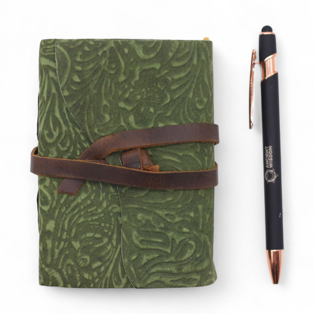 Green Maze Leather Pocket Notebook, leather notebook product photograph 4