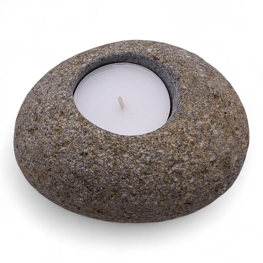 Natural Riverstone Candle Holder - Single Nightlight