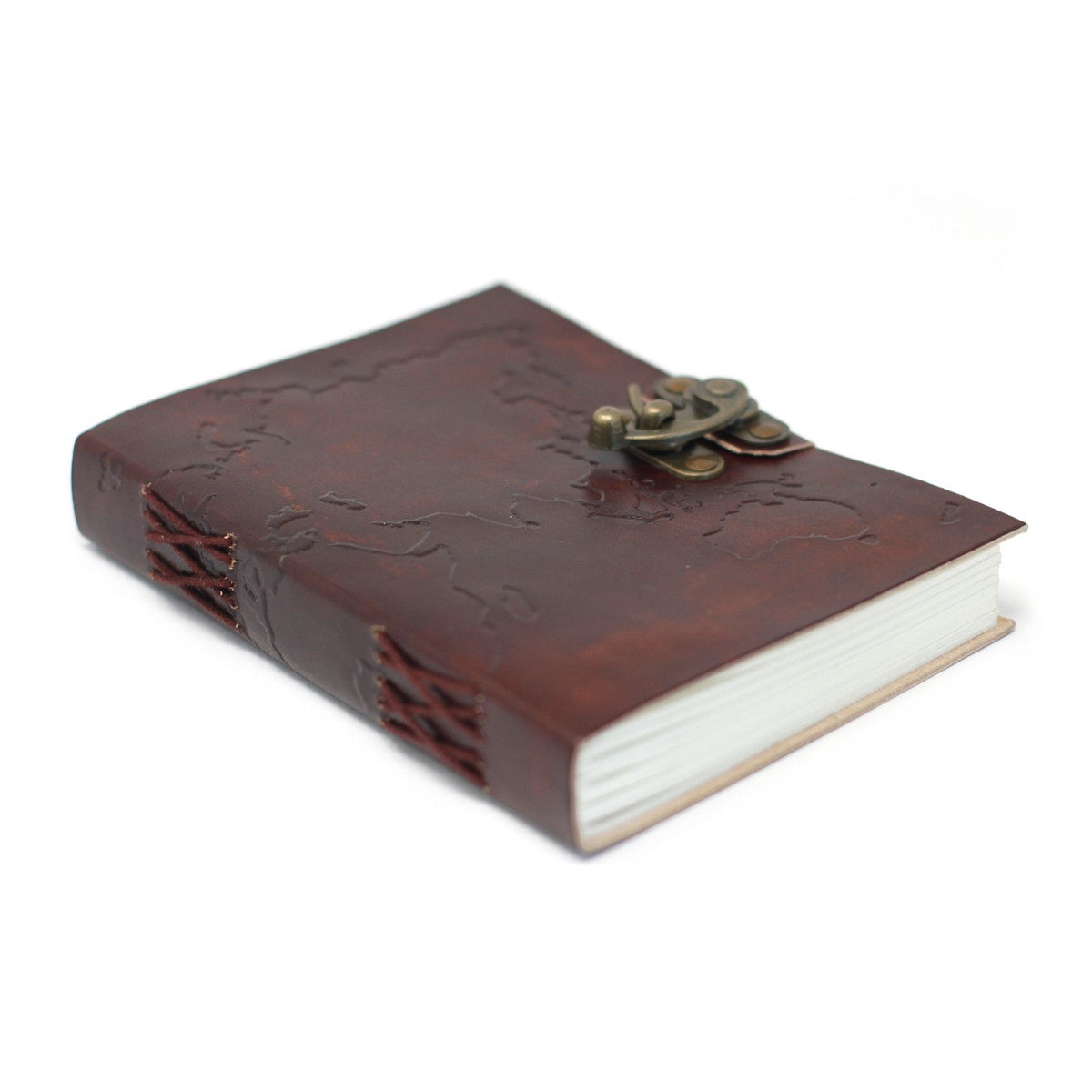 World Map Leather Travel Journal, leather notebook product photograph 3