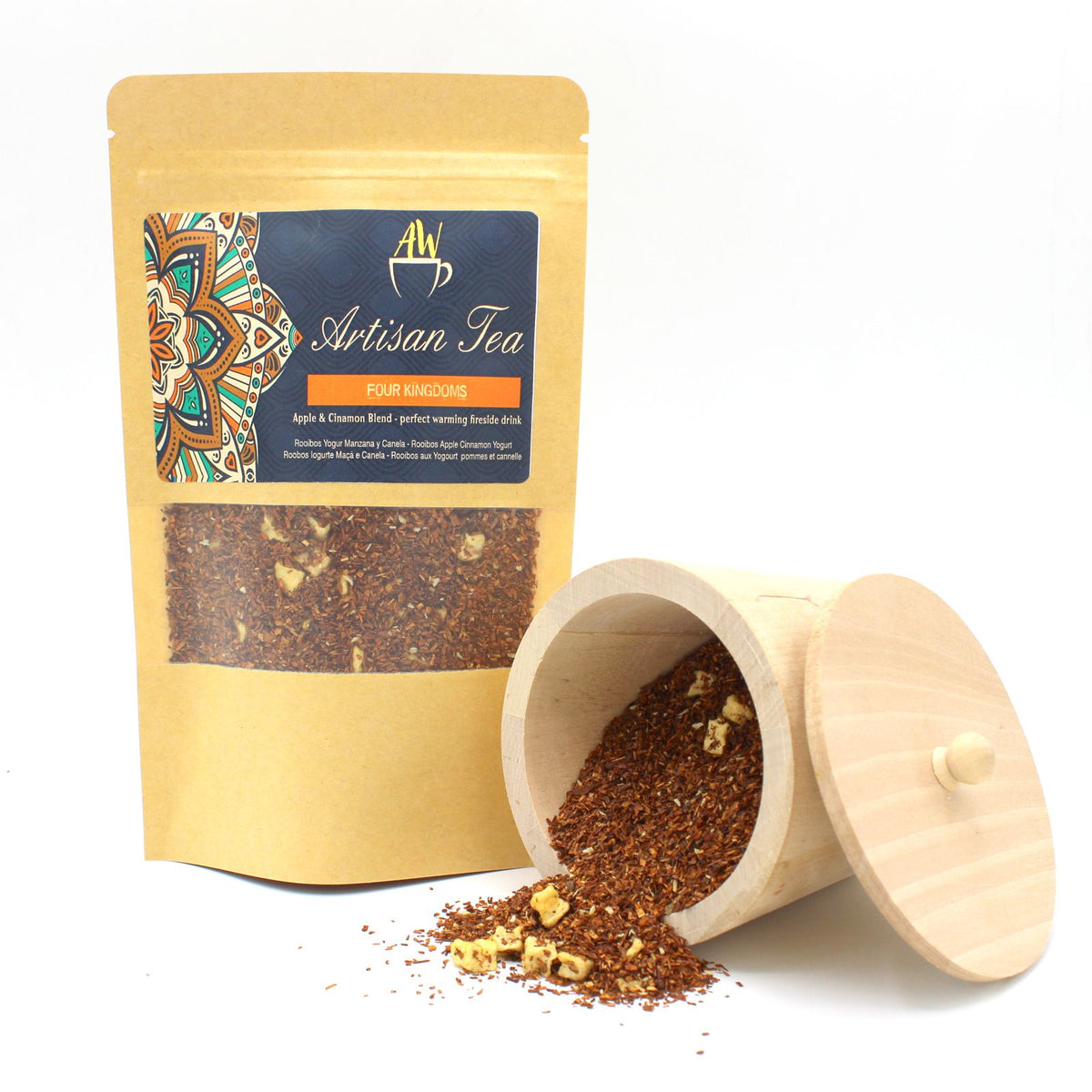 Four Kingdoms Rooibos Apple & Cinnamon Tea loose leaf artisan tea, product photograph
