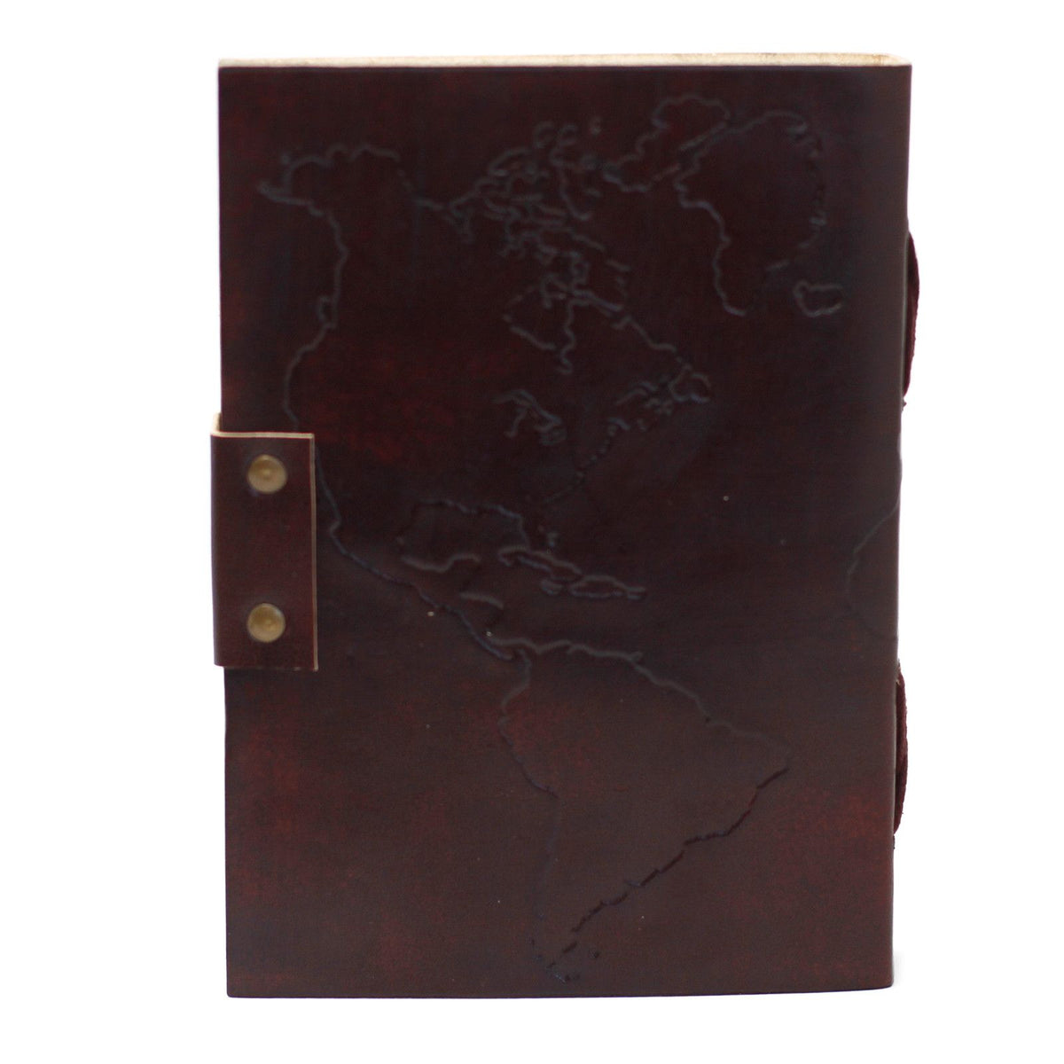 World Map Leather Travel Journal, leather notebook product photograph 4