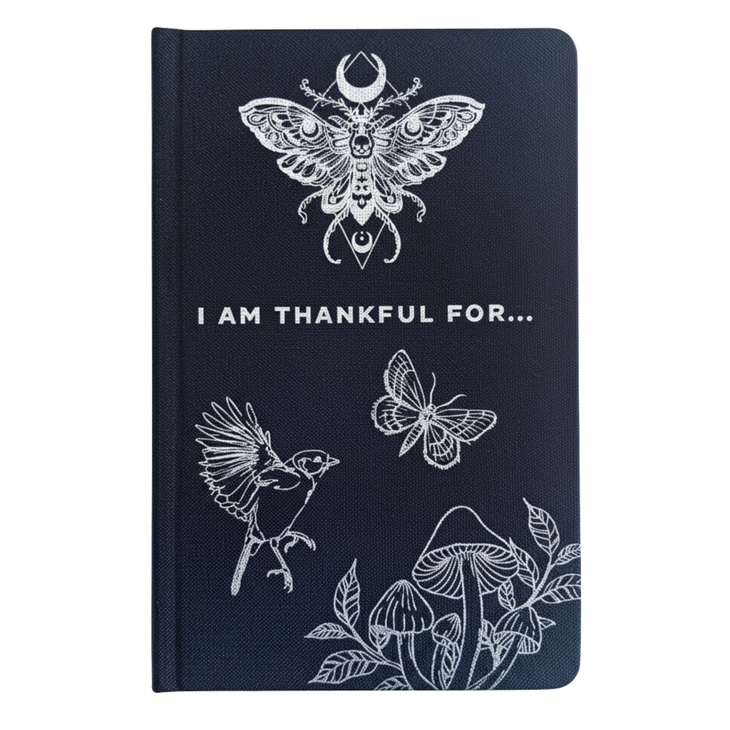Black Gratitude Journal with Silver Lining - 120 pages - I am Thankful For