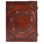 Dragon Mandala Chakra Stone Leather Tome, leather notebook product photograph
