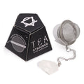 Rock Quartz raw crystal gemstone tea strainer with stainless steel mesh, Ivy Moon Emporium product photograph
