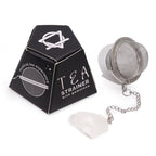 Rock Quartz raw crystal gemstone tea strainer with stainless steel mesh, Ivy Moon Emporium product photograph