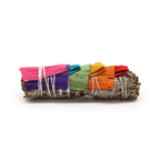 White Sage & 7 Chakra-Coloured Corn Leaves Smudge Stick