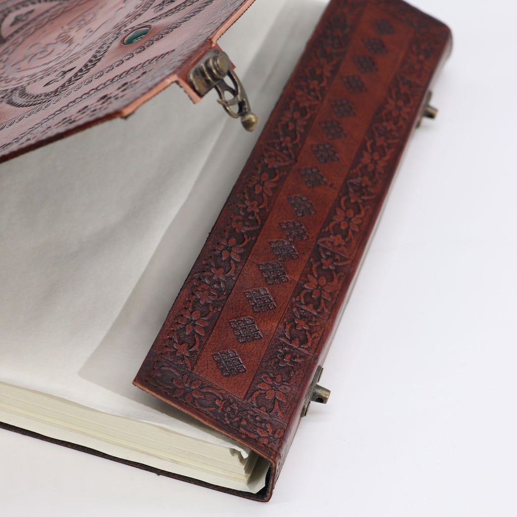 Dragon Mandala Chakra Stone Leather Tome, leather notebook product photograph 4