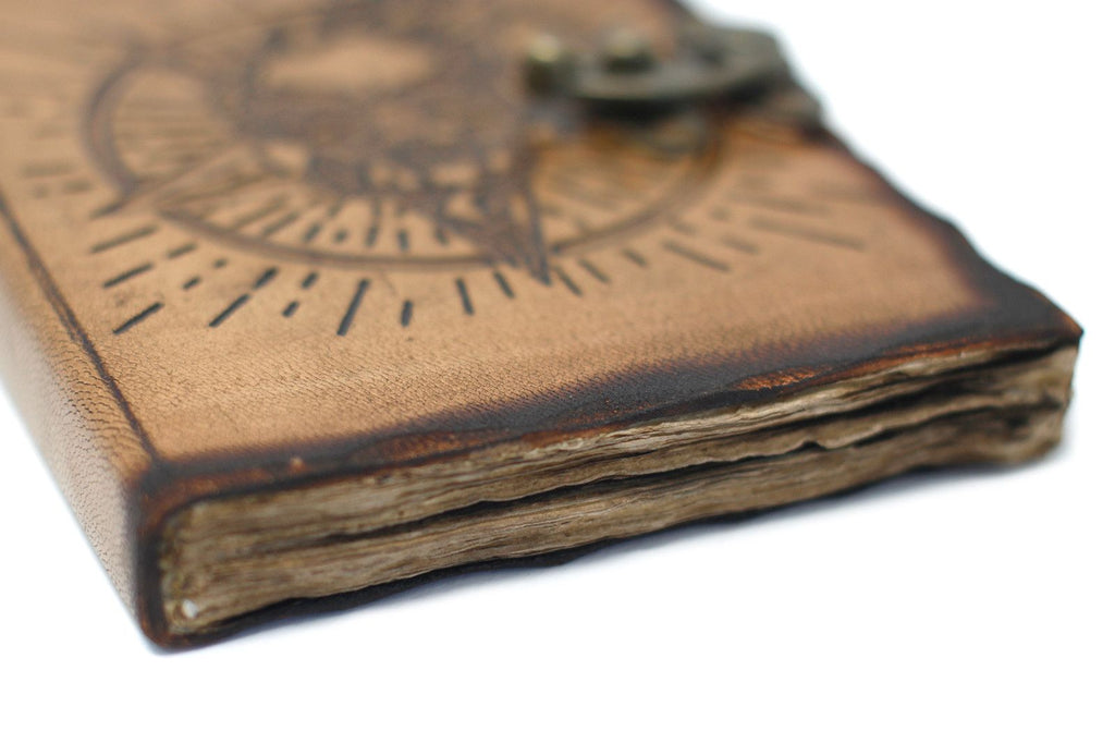Pentagram & Skull Leather Journal, leather notebook product photograph 3